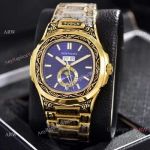 Clone Patek Philippe Annual Calendar Watches Yellow Gold Engraving Blue Dial
